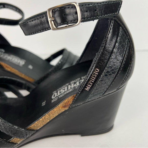 Mephisto Air Relax Wedge Ankle Strap Faux Snakeskin Leather Sandal size 37/7 - Picture 6 of 14